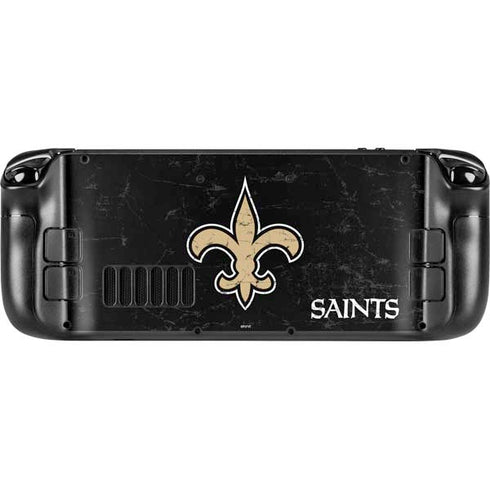 NFL New Orleans Saints Distressed Steam Deck Handheld Gaming Computer OLED Skin