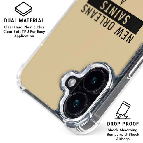 NFL New Orleans Saints Gold Performance Series iPhone 16 Plus Clear Case
