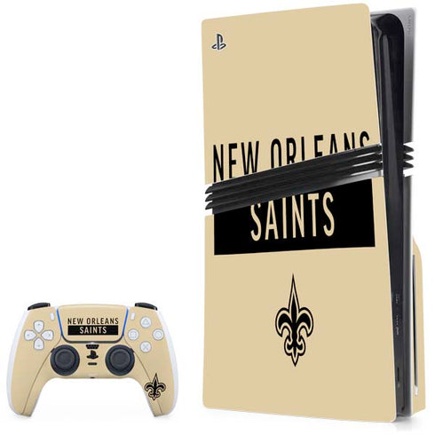 NFL New Orleans Saints Gold Performance Series PS5 Pro Disk Bundle Skin
