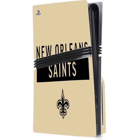 NFL New Orleans Saints Gold Performance Series PS5 Pro Disk Console Skin