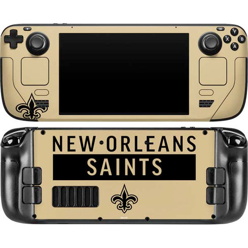NFL New Orleans Saints Gold Performance Series Steam Deck Handheld Gaming Computer OLED Skin