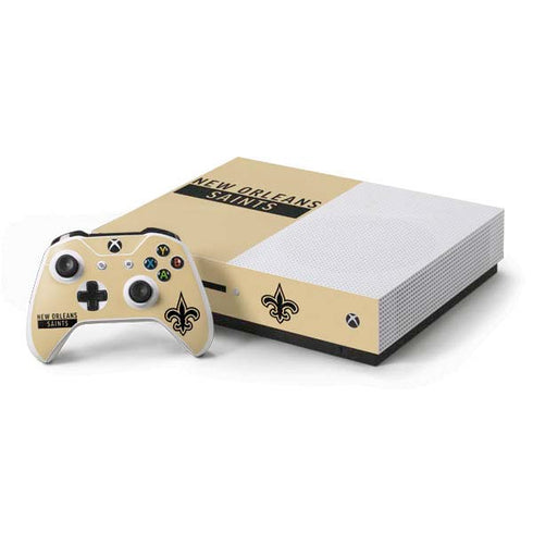 NFL New Orleans Saints Gold Performance Series Xbox One S Console and Controller Bundle Skin