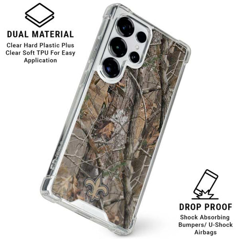 NFL New Orleans Saints Realtree AP Camo Galaxy S25 Ultra Clear Case