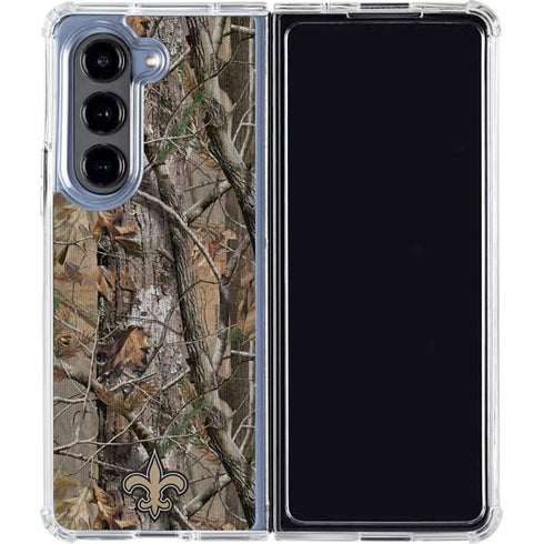 NFL New Orleans Saints Realtree AP Camo Galaxy Z Fold5 5G Clear Case