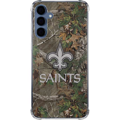 NFL New Orleans Saints Realtree Xtra Green Camo Galaxy A55 5G Clear Case