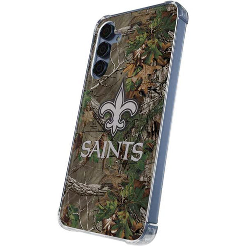 NFL New Orleans Saints Realtree Xtra Green Camo Galaxy A55 5G Clear Case