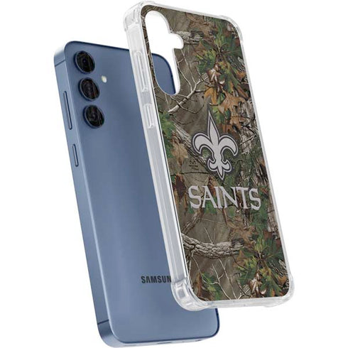 NFL New Orleans Saints Realtree Xtra Green Camo Galaxy A55 5G Clear Case