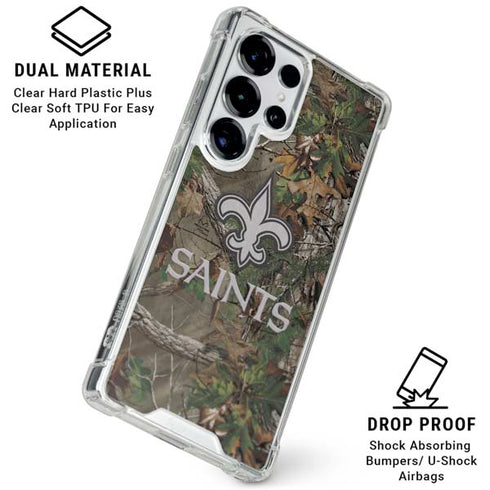NFL New Orleans Saints Realtree Xtra Green Camo Galaxy S25 Ultra Clear Case