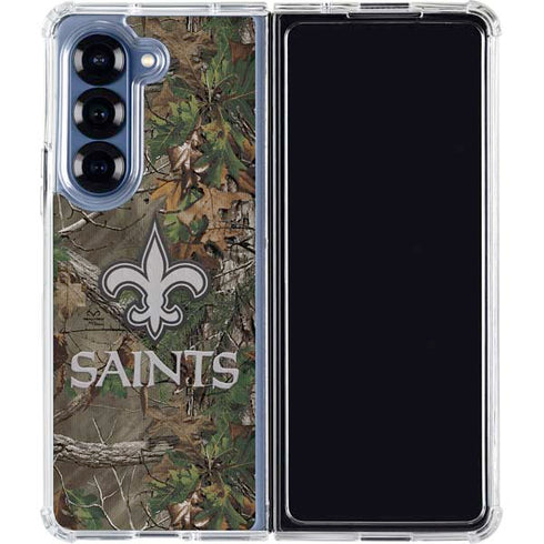 NFL New Orleans Saints Realtree Xtra Green Camo Galaxy Z Fold6 Clear Case