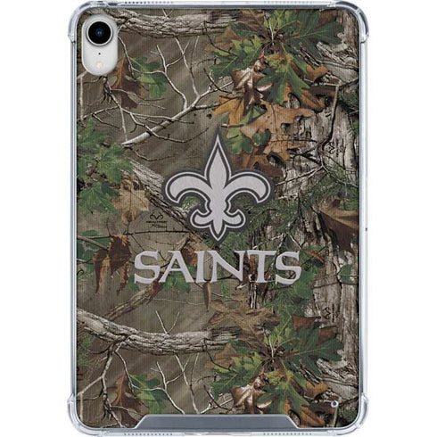 NFL New Orleans Saints Realtree Xtra Green Camo iPad 11th Gen (2025) Clear Case