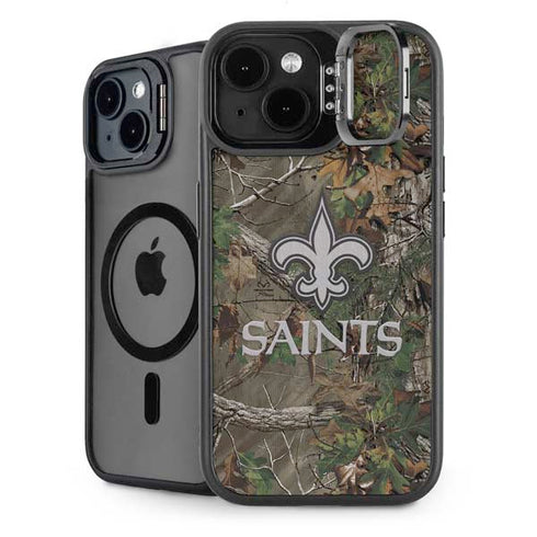 NFL New Orleans Saints Realtree Xtra Green Camo iPhone 14 Plus Kickstand Case