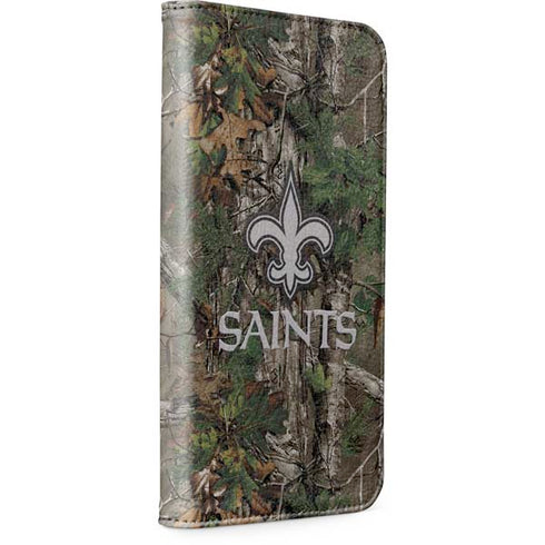 NFL New Orleans Saints Realtree Xtra Green Camo iPhone 14 Pro Max Folio Case