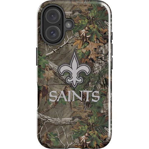 NFL New Orleans Saints Realtree Xtra Green Camo iPhone 16 Plus Impact Case