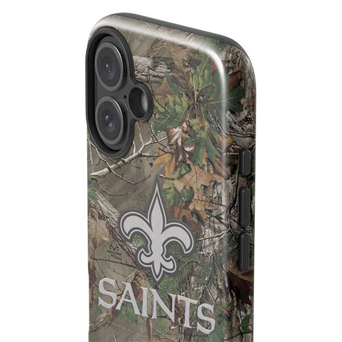 NFL New Orleans Saints Realtree Xtra Green Camo iPhone 16 Plus Impact Case