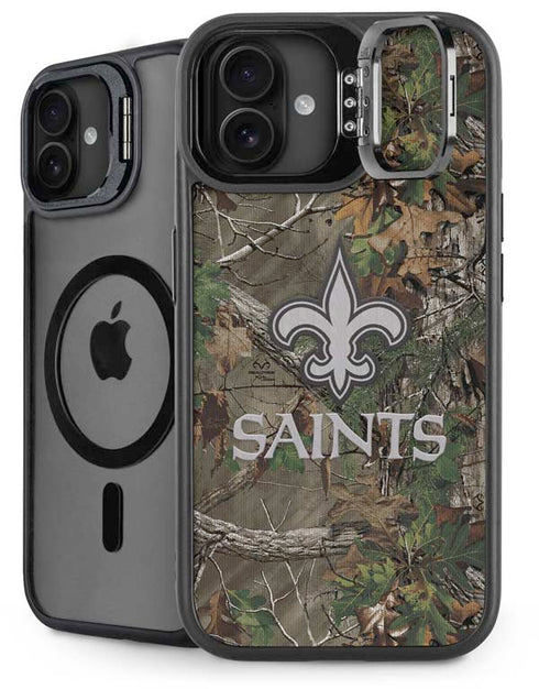 NFL New Orleans Saints Realtree Xtra Green Camo iPhone 16 Plus Kickstand Case