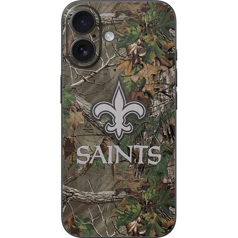 NFL New Orleans Saints Realtree Xtra Green Camo iPhone 16 Skin