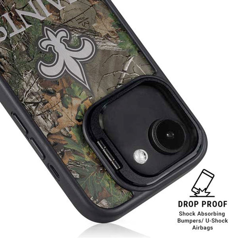 NFL New Orleans Saints Realtree Xtra Green Camo iPhone 16e Kickstand Case