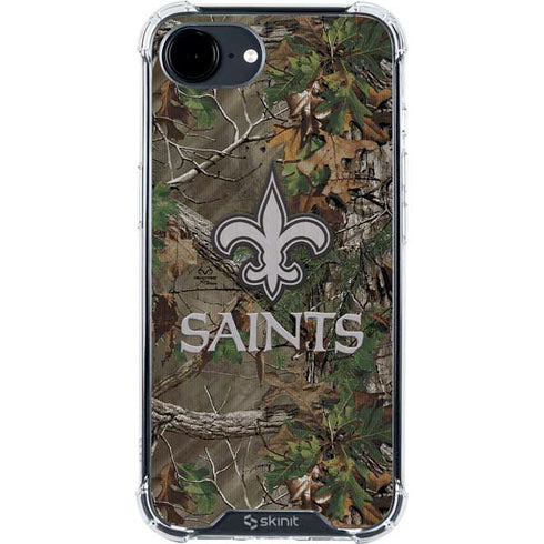 NFL New Orleans Saints Realtree Xtra Green Camo iPhone 16e Clear Case