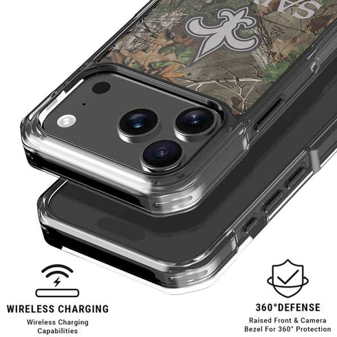 NFL New Orleans Saints Realtree Xtra Green Camo iPhone 18 Pro Clear Case