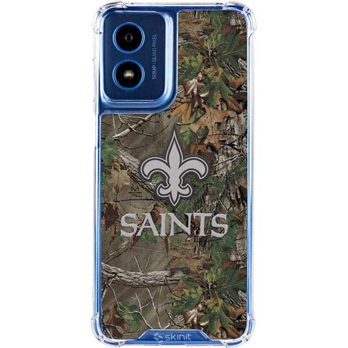 NFL New Orleans Saints Realtree Xtra Green Camo Moto G 5G (2024) Clear Case