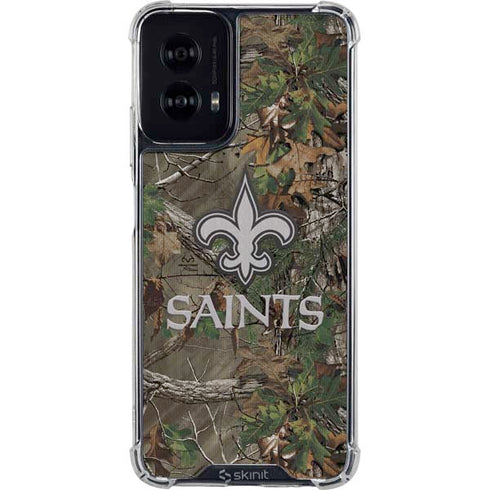 NFL New Orleans Saints Realtree Xtra Green Camo Moto G Power 5G (2024) Clear Case