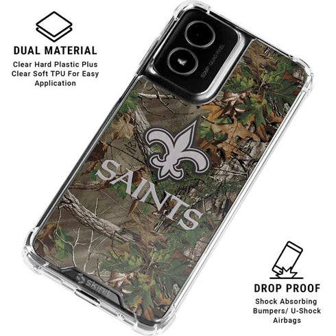 NFL New Orleans Saints Realtree Xtra Green Camo Moto G Power 5G (2024) Clear Case