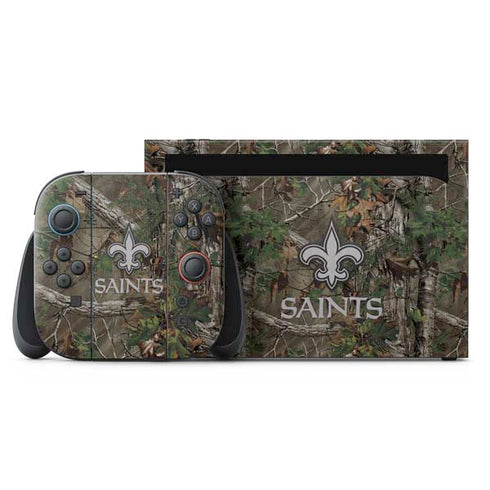 NFL New Orleans Saints Realtree Xtra Green Camo Nintendo Switch 2 (2025) with Joy-Con Skin