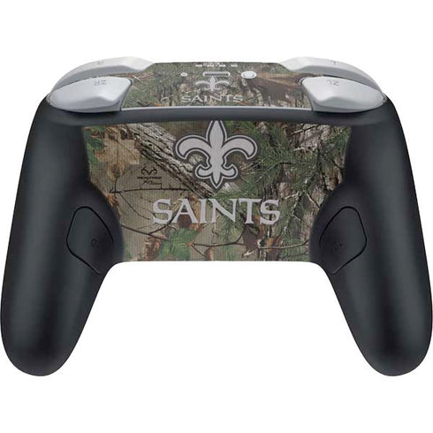 NFL New Orleans Saints Realtree Xtra Green Camo Nintendo Switch 2 (2025) Pro Controller Skin