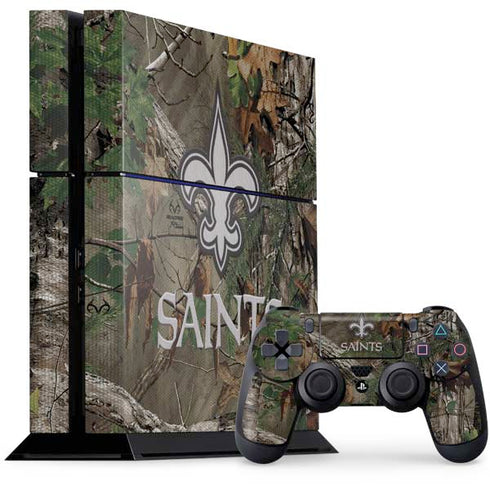 NFL New Orleans Saints Realtree Xtra Green Camo PS4 Console and Controller Bundle Skin