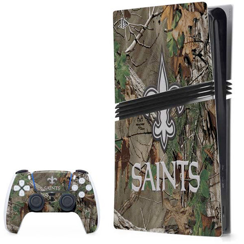 NFL New Orleans Saints Realtree Xtra Green Camo PS5 Pro Bundle Skin