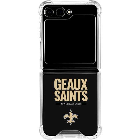 NFL New Orleans Saints Team Motto Galaxy Z Flip6 Clear Case