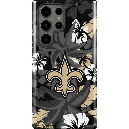 NFL New Orleans Saints Tropical Print Galaxy S23 Ultra Pro Case