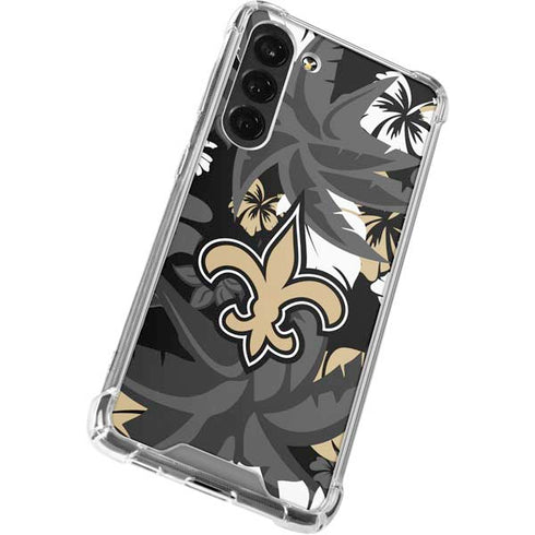NFL New Orleans Saints Tropical Print Galaxy S24 FE Clear Case