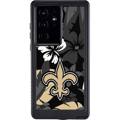 NFL New Orleans Saints Tropical Print Galaxy S24 Ultra Waterproof Case