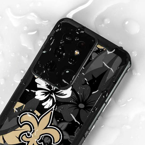 NFL New Orleans Saints Tropical Print Galaxy S24 Ultra Waterproof Case