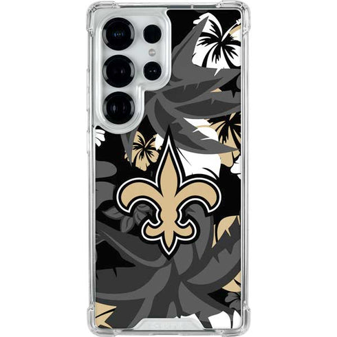 NFL New Orleans Saints Tropical Print Galaxy S25 Ultra Clear Case