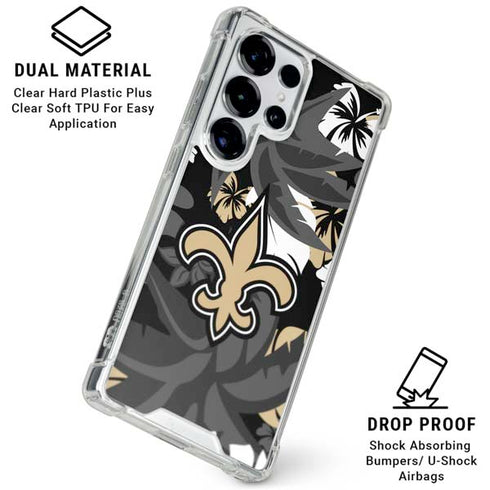 NFL New Orleans Saints Tropical Print Galaxy S25 Ultra Clear Case