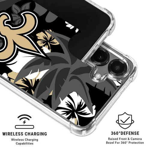 NFL New Orleans Saints Tropical Print Galaxy S26 Clear Case