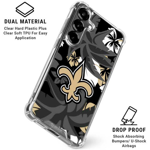 NFL New Orleans Saints Tropical Print Galaxy S26 Clear Case