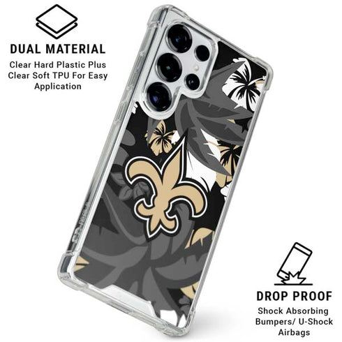 NFL New Orleans Saints Tropical Print Galaxy S26 Ultra Clear Case