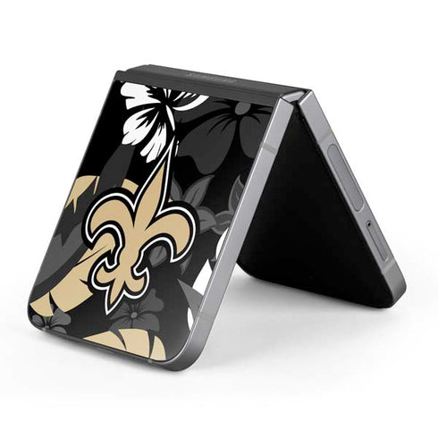 NFL New Orleans Saints Tropical Print Galaxy Z Flip6 Skin