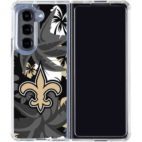 NFL New Orleans Saints Tropical Print Galaxy Z Fold5 5G Clear Case