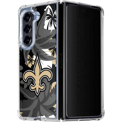 NFL New Orleans Saints Tropical Print Galaxy Z Fold5 5G Clear Case