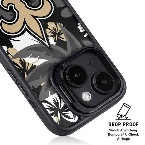 NFL New Orleans Saints Tropical Print iPhone 14 Kickstand Case