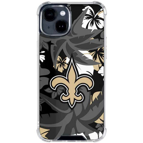 NFL New Orleans Saints Tropical Print iPhone 15 Clear Case