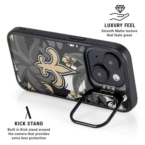 NFL New Orleans Saints Tropical Print iPhone 15 Kickstand Case