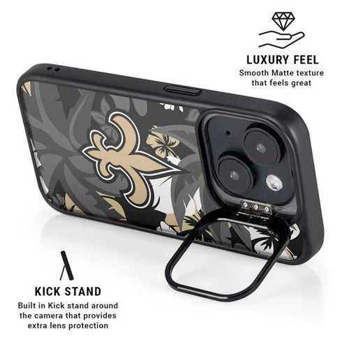 NFL New Orleans Saints Tropical Print iPhone 15 Plus Kickstand Case