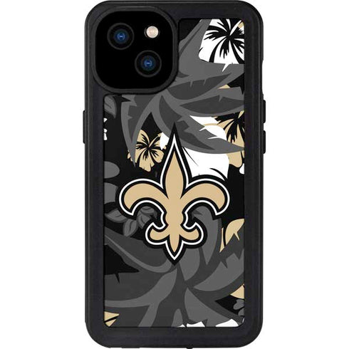 NFL New Orleans Saints Tropical Print iPhone 15 Plus Waterproof Case