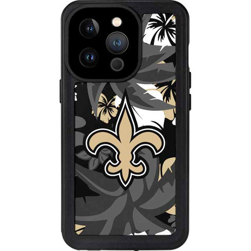 NFL New Orleans Saints Tropical Print iPhone 15 Pro Waterproof Case