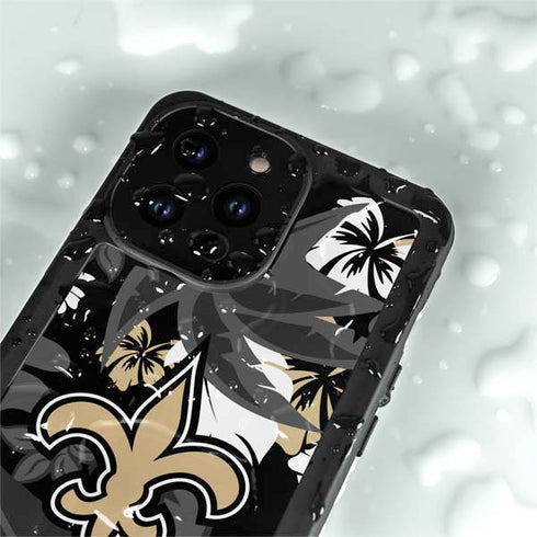 NFL New Orleans Saints Tropical Print iPhone 15 Pro Waterproof Case